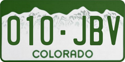 CO license plate 010JBV