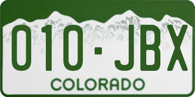 CO license plate 010JBX