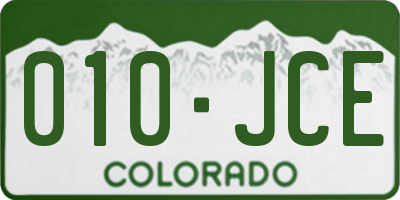 CO license plate 010JCE
