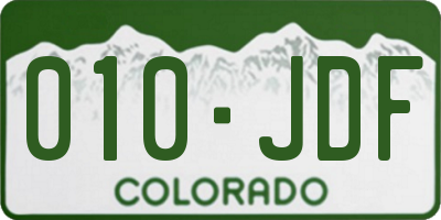 CO license plate 010JDF