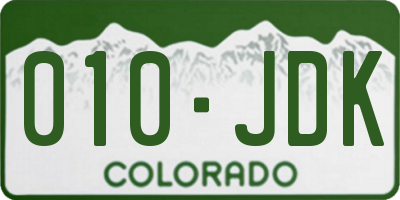 CO license plate 010JDK