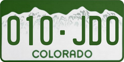 CO license plate 010JDO