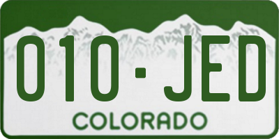 CO license plate 010JED