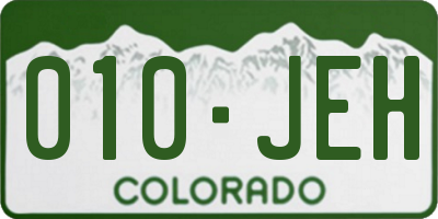 CO license plate 010JEH