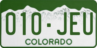 CO license plate 010JEU