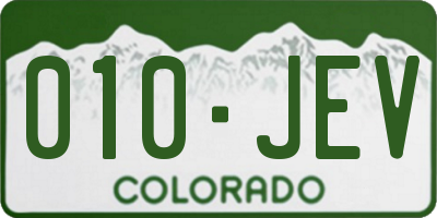 CO license plate 010JEV