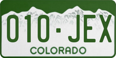 CO license plate 010JEX