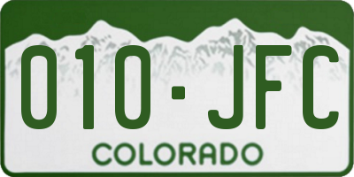 CO license plate 010JFC
