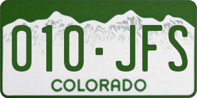 CO license plate 010JFS