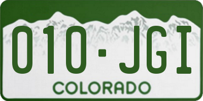 CO license plate 010JGI