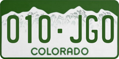 CO license plate 010JGO
