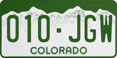 CO license plate 010JGW