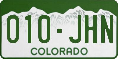 CO license plate 010JHN