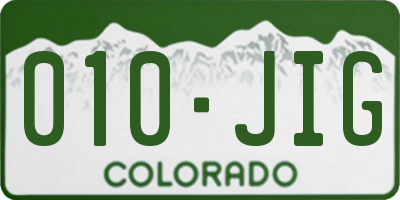 CO license plate 010JIG