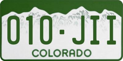 CO license plate 010JII