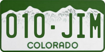 CO license plate 010JIM