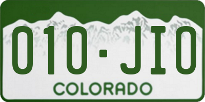 CO license plate 010JIO