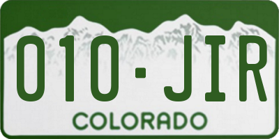 CO license plate 010JIR