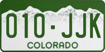 CO license plate 010JJK