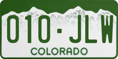 CO license plate 010JLW
