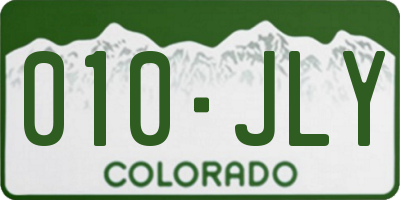 CO license plate 010JLY