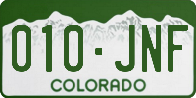 CO license plate 010JNF