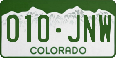 CO license plate 010JNW