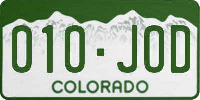 CO license plate 010JOD