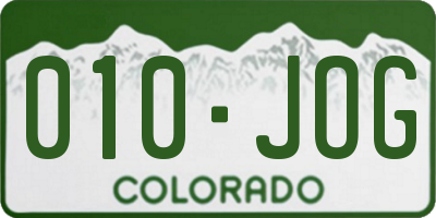 CO license plate 010JOG