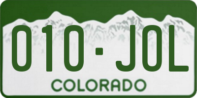 CO license plate 010JOL