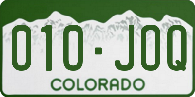 CO license plate 010JOQ
