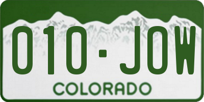 CO license plate 010JOW