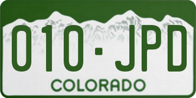 CO license plate 010JPD