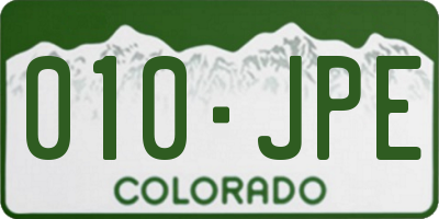 CO license plate 010JPE