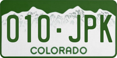 CO license plate 010JPK