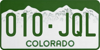 CO license plate 010JQL