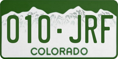CO license plate 010JRF