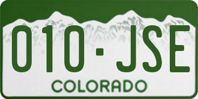 CO license plate 010JSE