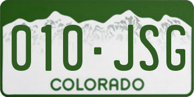 CO license plate 010JSG