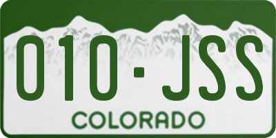 CO license plate 010JSS