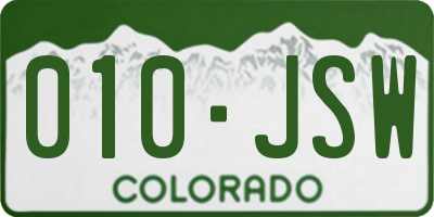 CO license plate 010JSW