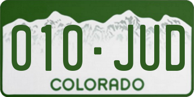 CO license plate 010JUD