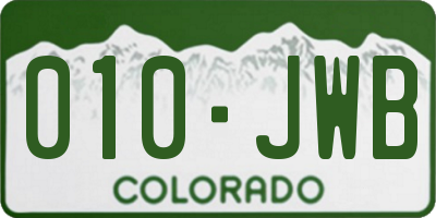 CO license plate 010JWB