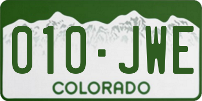 CO license plate 010JWE