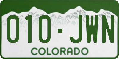 CO license plate 010JWN