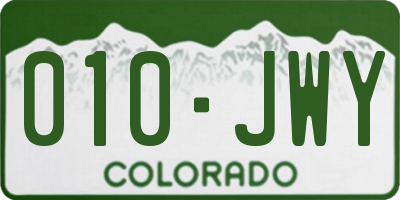 CO license plate 010JWY