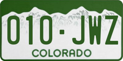 CO license plate 010JWZ