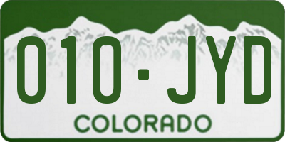CO license plate 010JYD