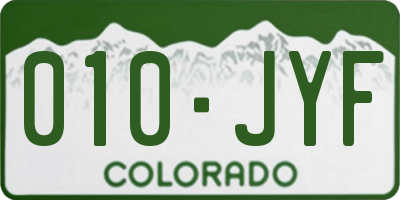 CO license plate 010JYF