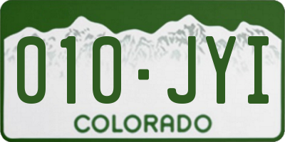 CO license plate 010JYI